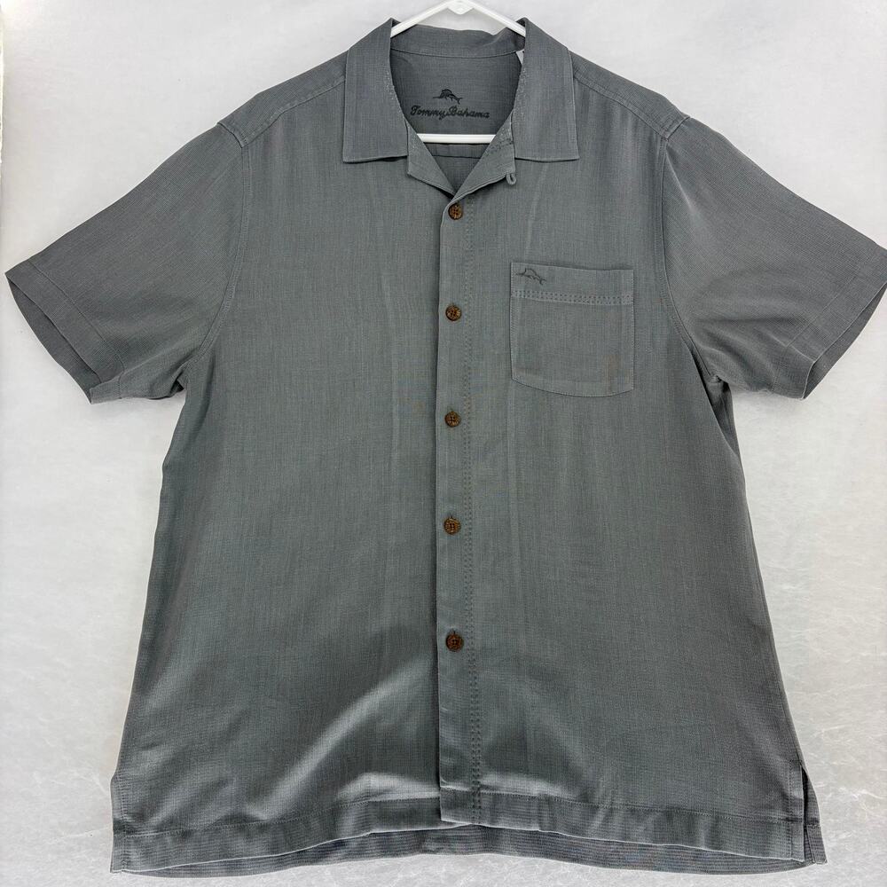 Tommy Bahama Silk Camp Shirt Grey Medium